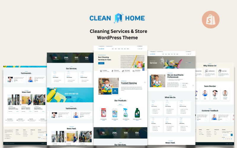 Home Clean - Послуги з прибирання та магазин Shopify Тема