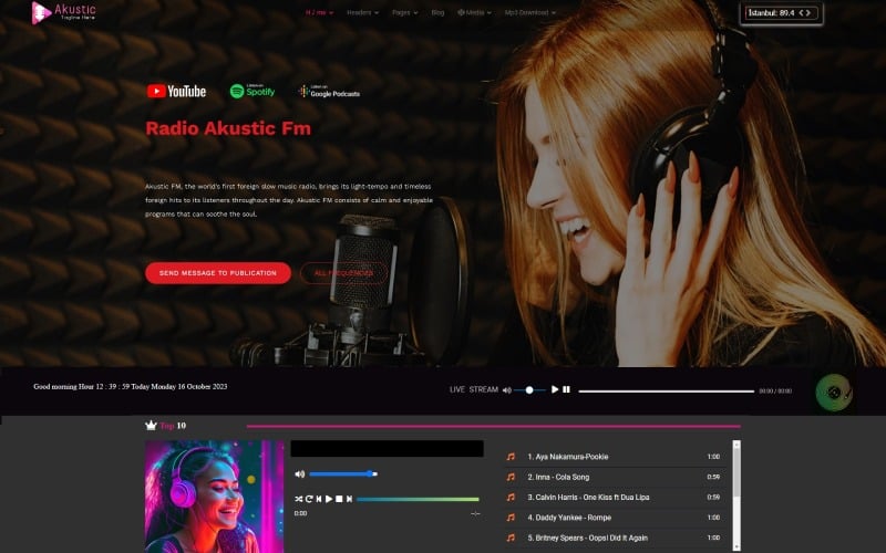 JL Akustic Música en línea Radio y descarga de MP3 Plantilla Joomla4-5