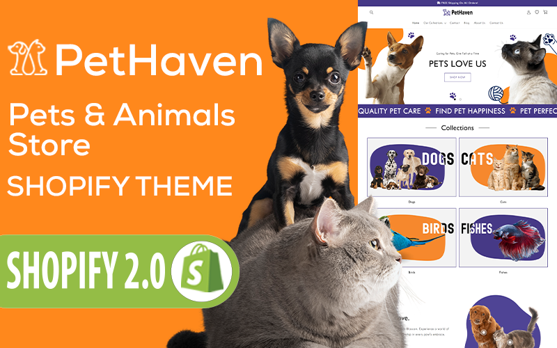 PetHaven -自适应购物主题2.0 для магазина животных и домашних животных