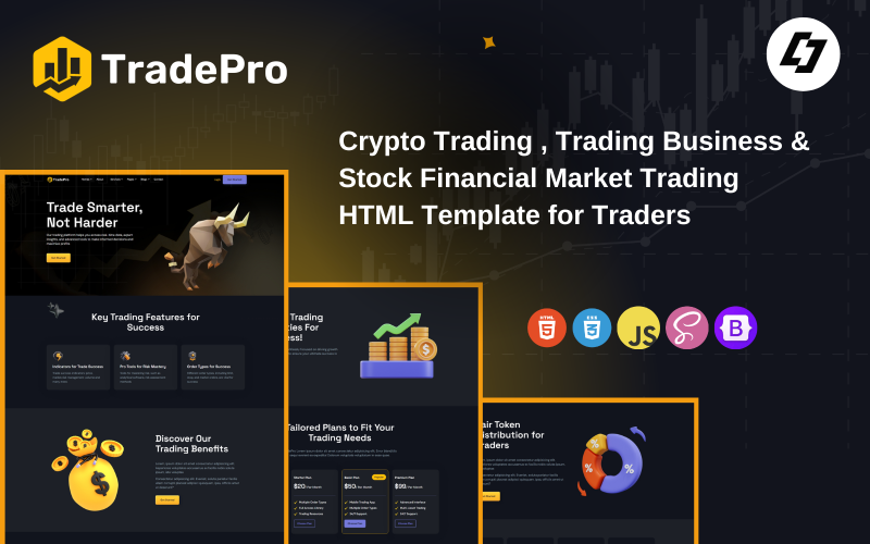 TradePro - Le modèle HTML ultime pour le trading, le Forex, la crypto-monnaie et l'investissement
