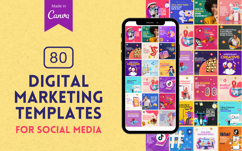 80高级数字营销社交媒体Canva模板