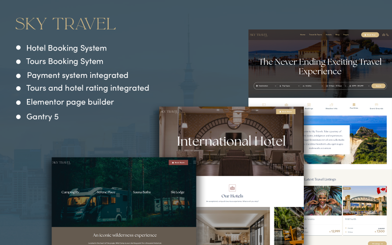 SkyTravel加尔 & 旅游酒店预订Wordpress主题