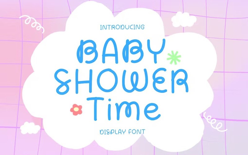 婴儿淋浴时间-手写显示字体