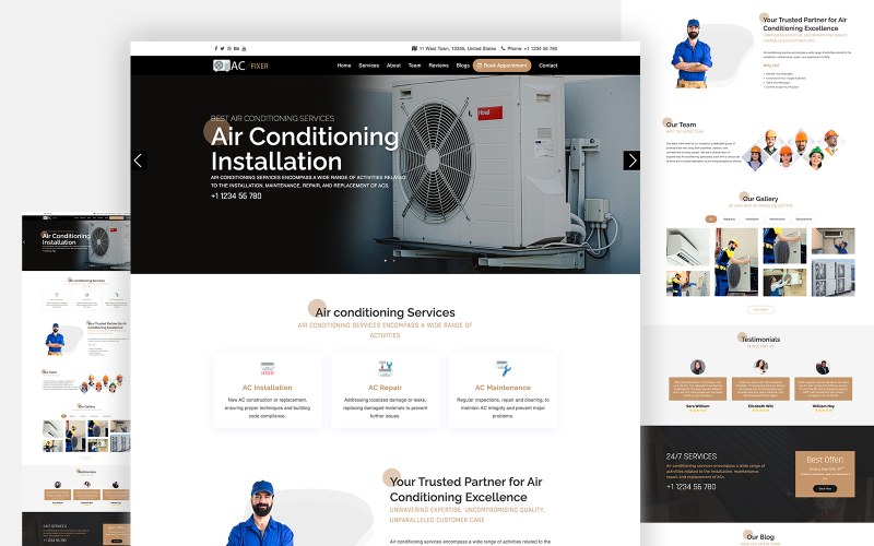 Aica -安装和维修服务的空调html5模板的着陆页