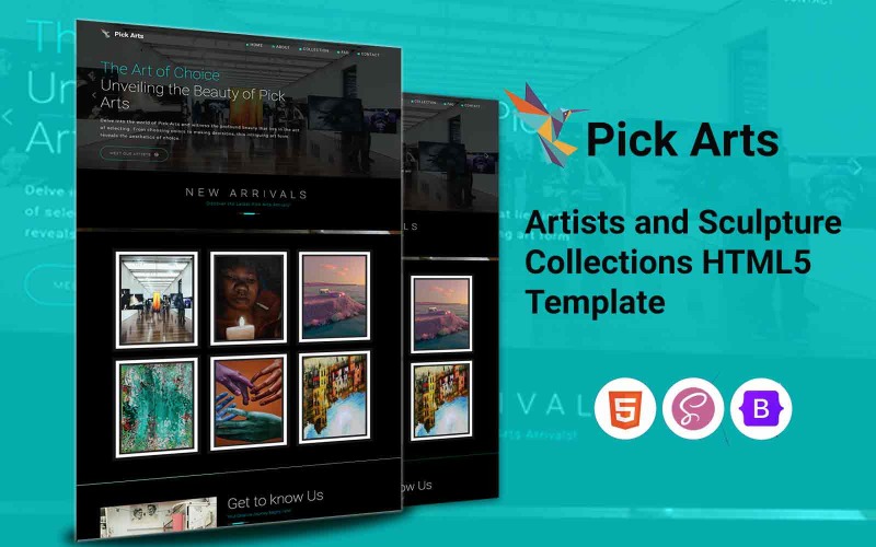 Pick Arts - Modèle HTML5 de collections d'artistes et de sculptures