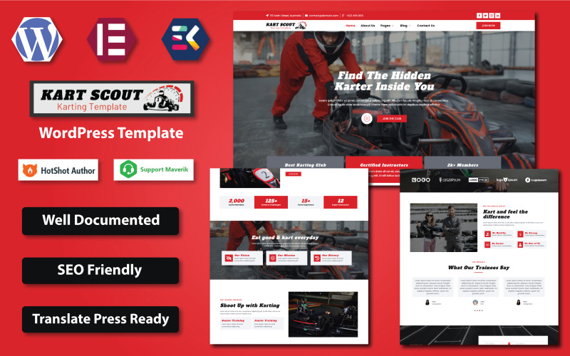 Kart Scout - Modello Elementor WordPress per Karting Club