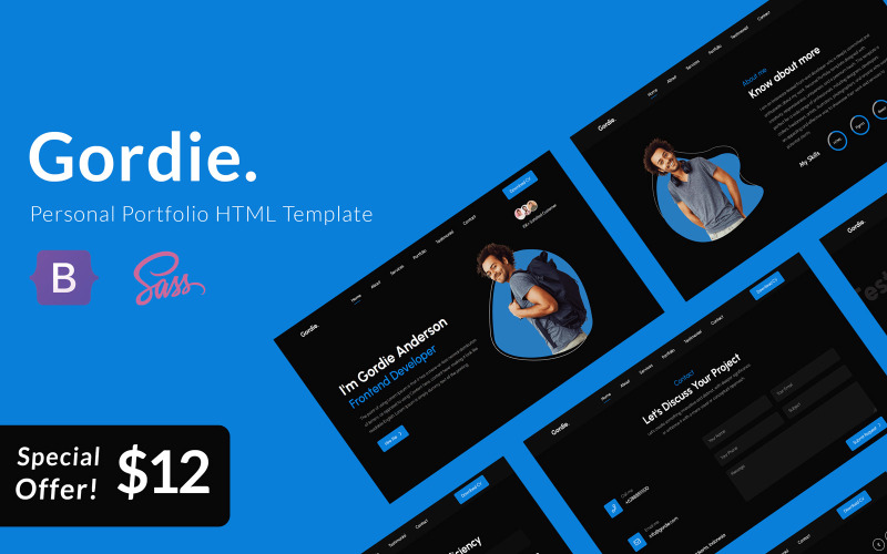 Gordie – Személyes portfólió HTML5-sablonja