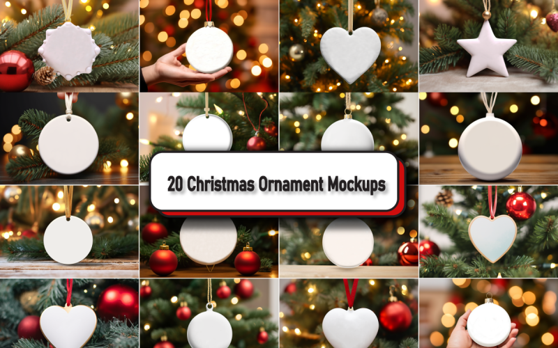Pacchetto da 20 mockup di ornamenti natalizi