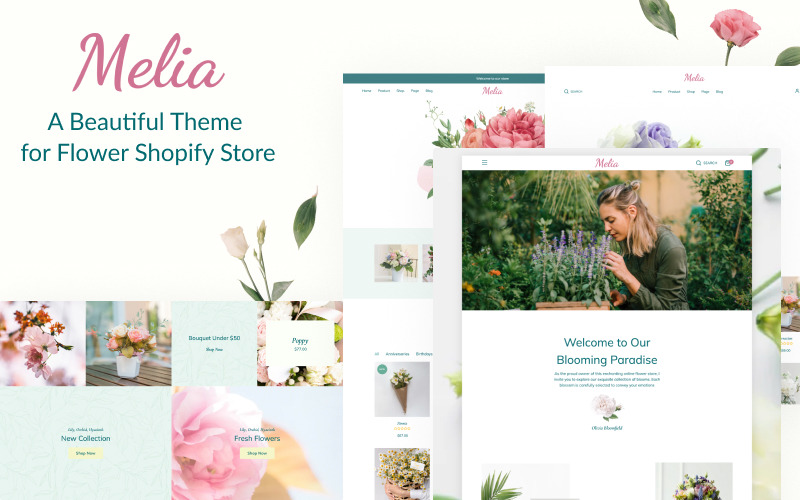 Melia - Shopify-tema för Flower Store