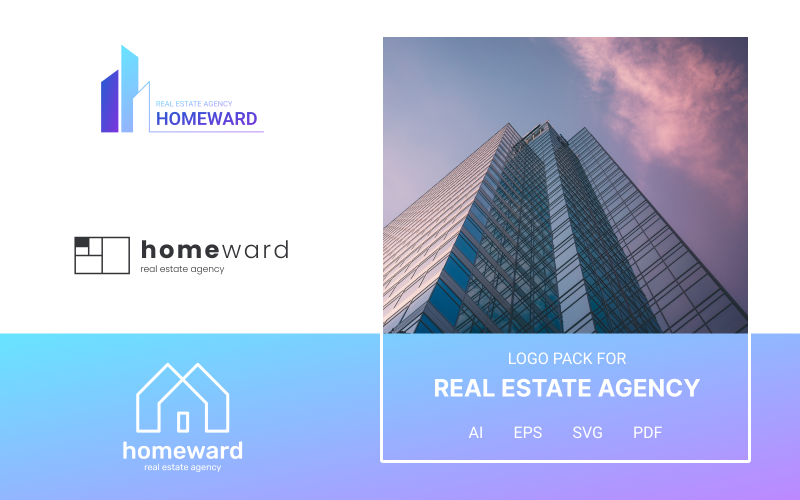Homeward – Minimalistische Logo-Vorlagen für Immobilienagenturen