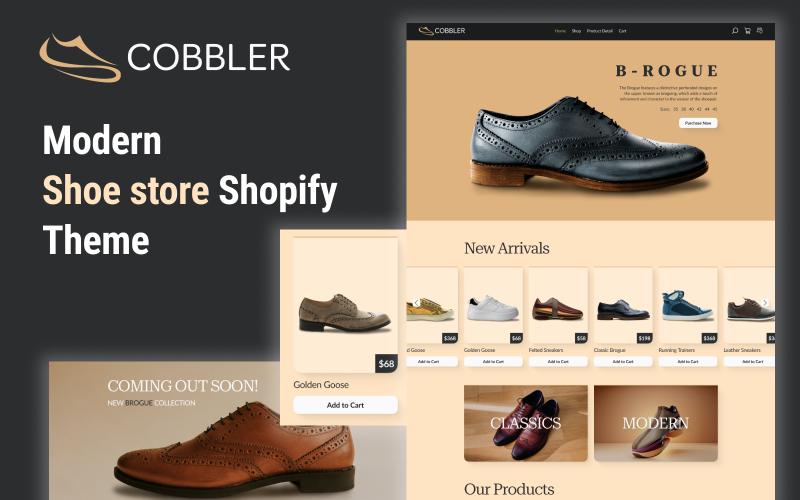 Cobbler – Cipőbolt e-kereskedelmi Shopify téma