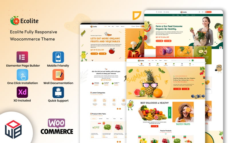 Ecolite - Negozio di alimentari multiuso, supermercato, negozio WooCommerce di alimenti biologici