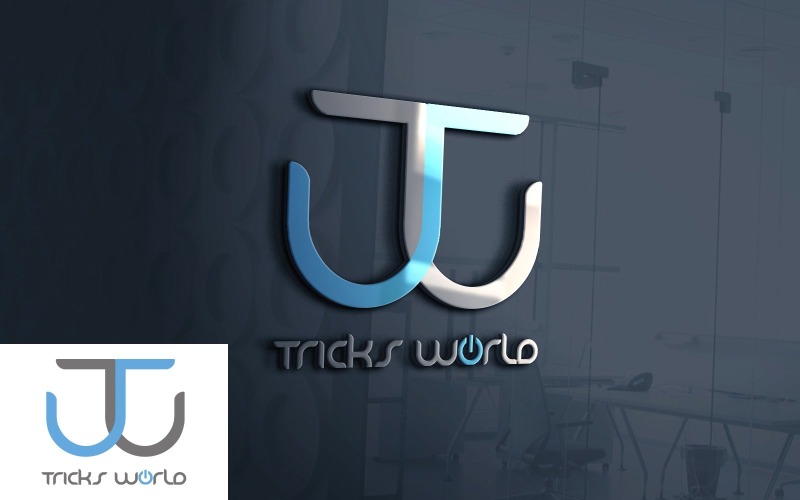 Modello di mockup del logo da parete 3D