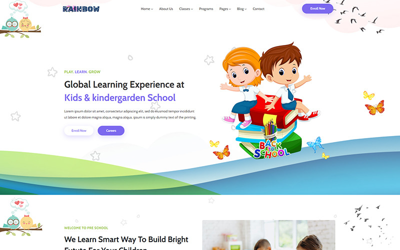 Rainbow - Kids & Kindergarten Pre-School HTML5 webbplatsmall
