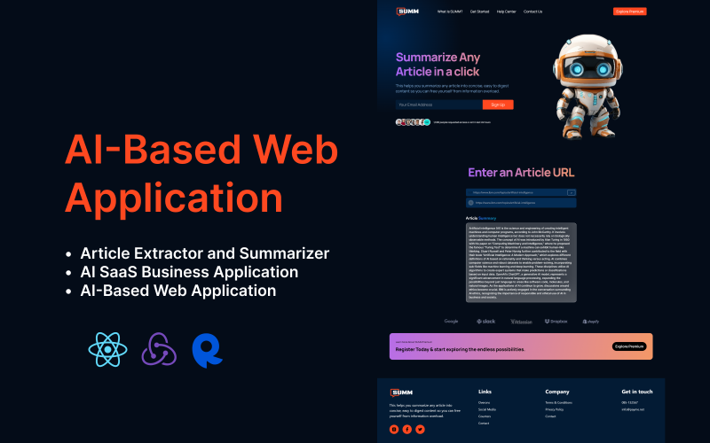 summ -文章提取器和摘要器- ai SaaS业务应用- react基于ai的Web应用