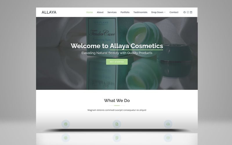 HTML přistávací šablona Allaya Cosmetics Bootstrap