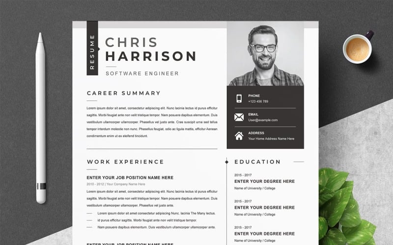 Resume Template With Photo, Modern Resume