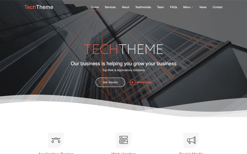TechThema | Zakelijke dienstverlening en IT-oplossingen Multifunctionele responsieve websitesjabloon