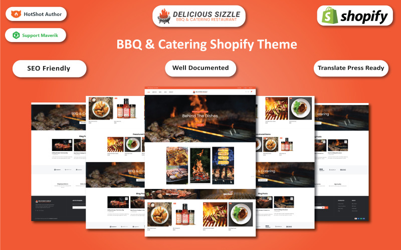 Delicious Sizzle - Barbekü Izgara ve Catering Çok Amaçlı Shopify Bölümleri Teması
