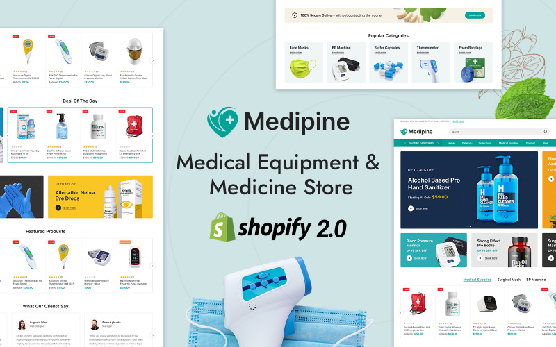 Medipine -药品和医疗设备商店适应性主题Shopify 2.0
