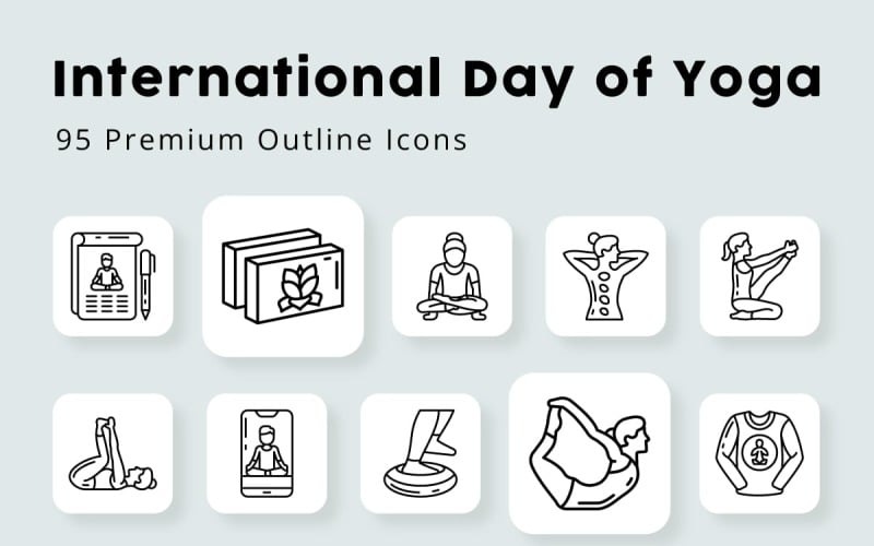 International Day of Yoga 95 Premium outline Icons