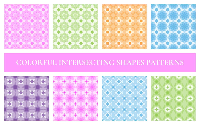 Intersha - Colorful Intersecting Shapes Seamless Patterns