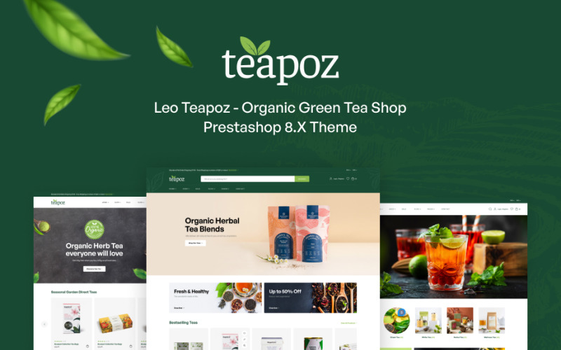 Leo Teapoz - Sklep z ekologiczną zieloną herbatą Motyw Prestashop 8.x