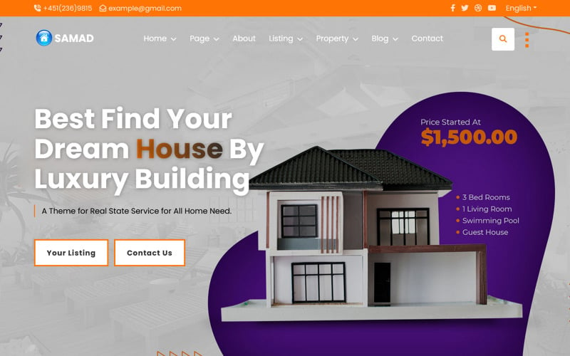Samad - bootstrap网站模板的房地产与多个页面