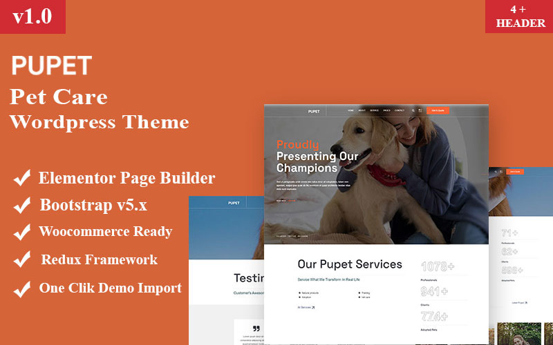 Thème Wordpress Pupet - Soins pour animaux de compagnie