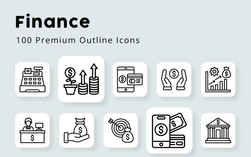 Finance 100 Premium Outline Icons