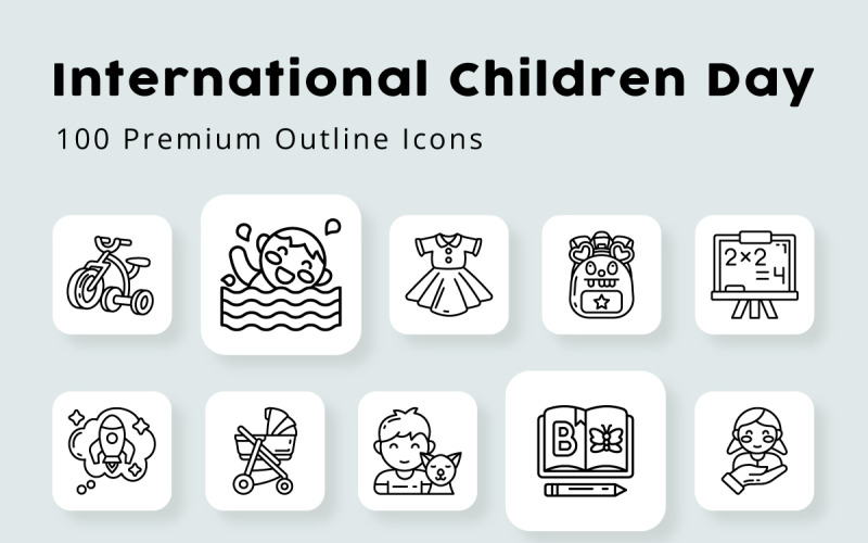 Internationella barndagen 110 Premium disposition ikoner