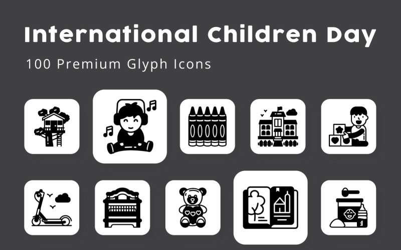 Internationella barndagen 110 Premium Glyph ikoner