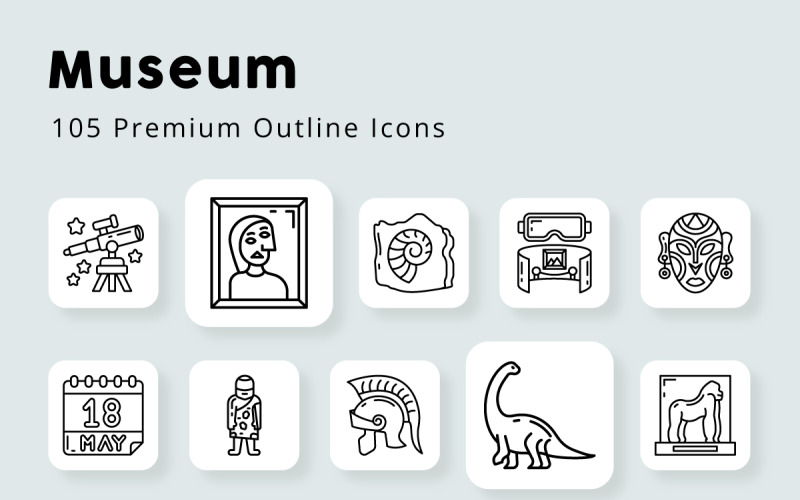 Museo 105 iconos de contorno premium