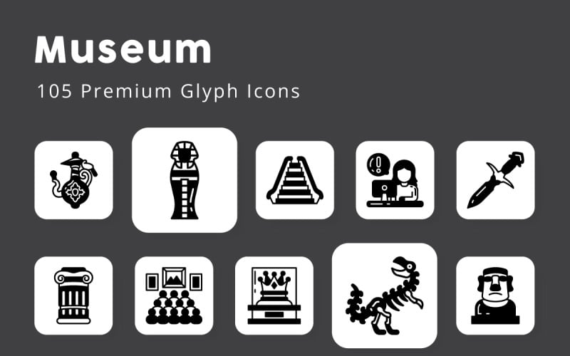 Museo 105 iconos de glifos premium