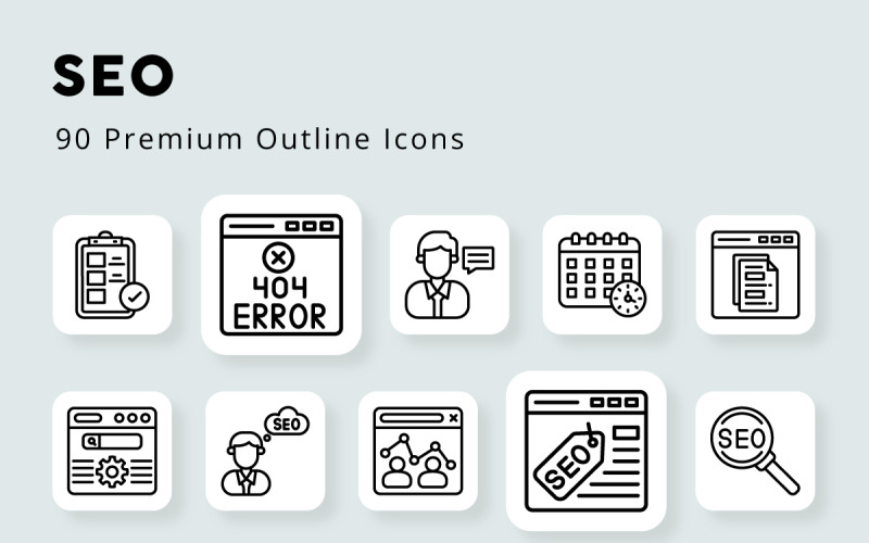 Seo 90 iconos de contorno premuim