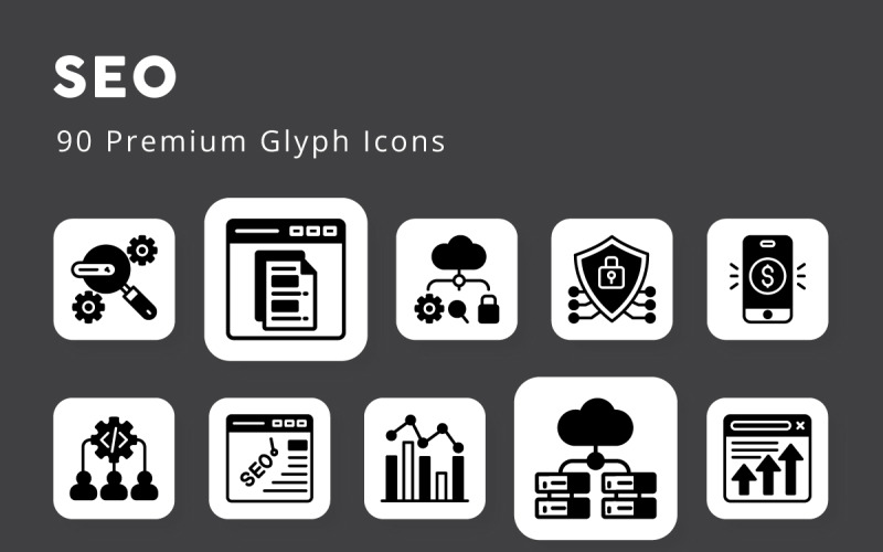 Seo 90 Premuim Glyph-pictogrammen
