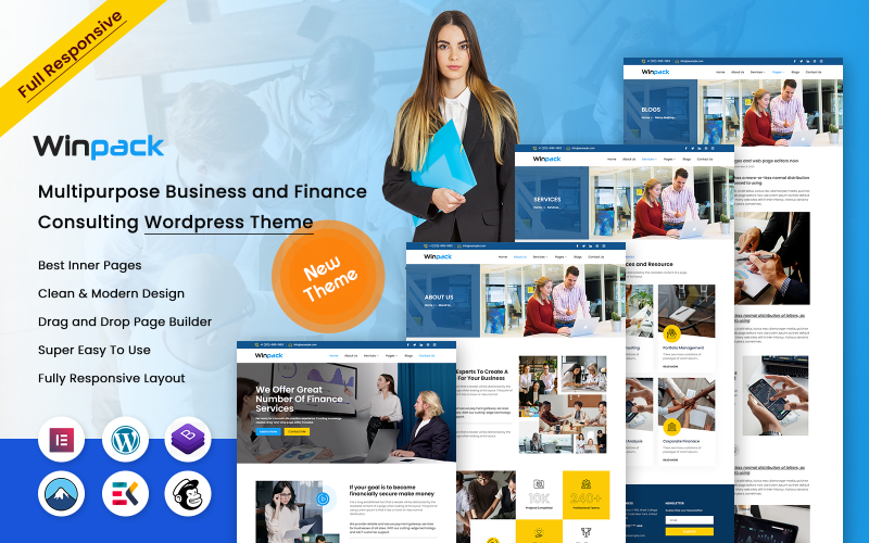 Winpack - Tema WordPress de consultoria financeira e empresarial multifuncional