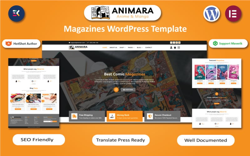 Animara - Anime- en mangatijdschriften WordPress Elementor-sjabloon