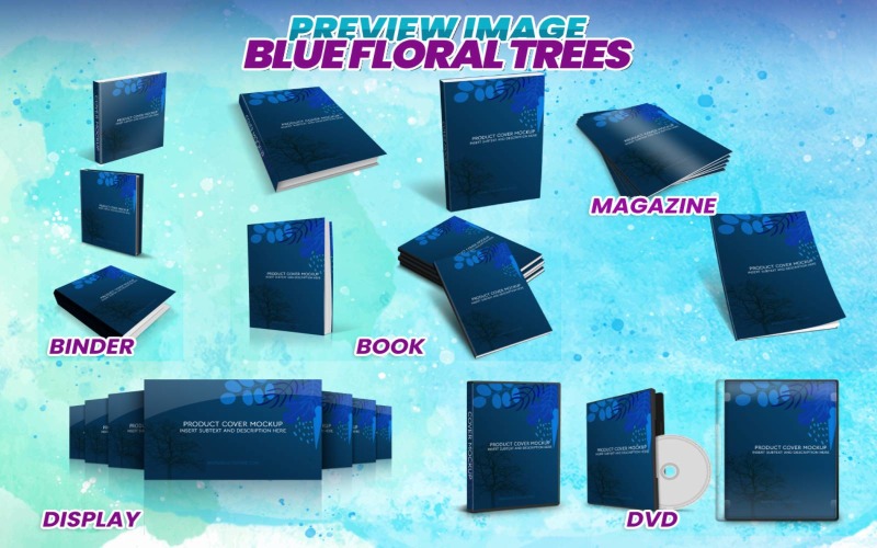 Mockups Set – Blue Floral Trees