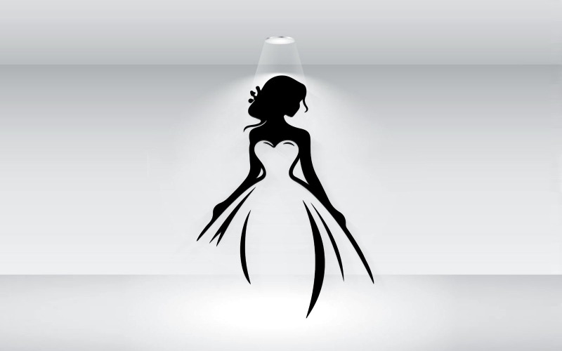 Modèle d'illustration vectorielle de logo de robe de mariée
