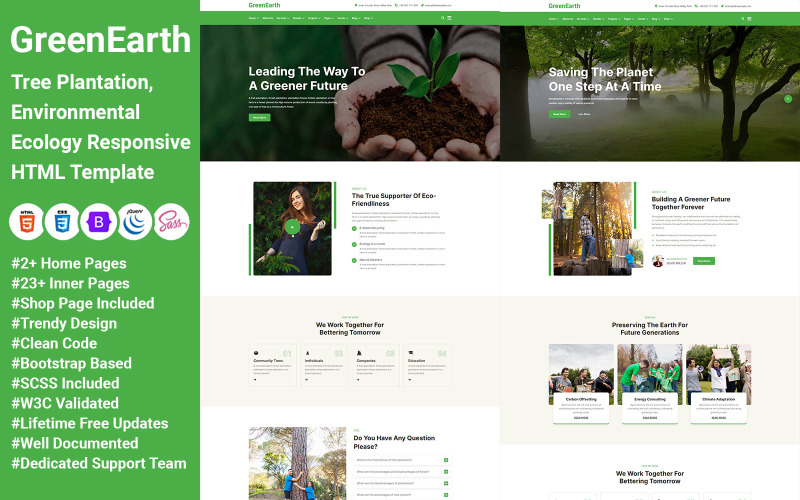GreenEarth - Ağaç Ekimi, Çevresel Ekolojiye Duyarlı HTML Şablonu