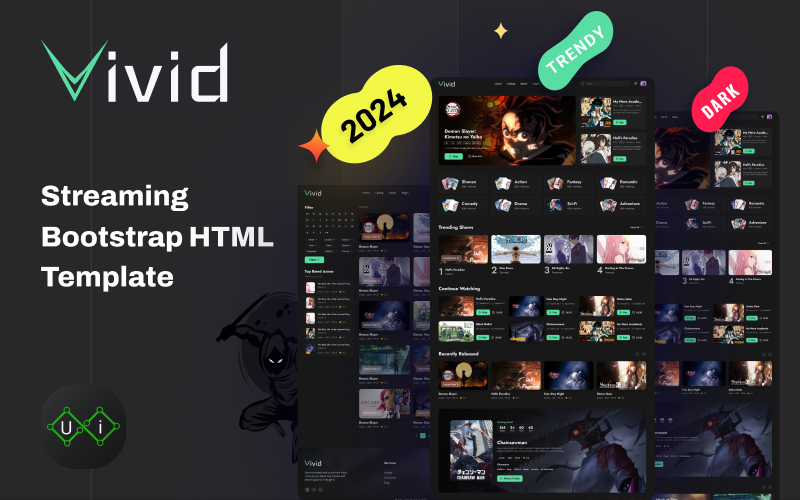 Vivid - 动漫和电影流媒体娱乐中心 HTML 网站模板