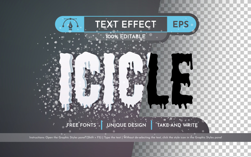 Icicle: efecto de texto editable, estilo de fuente