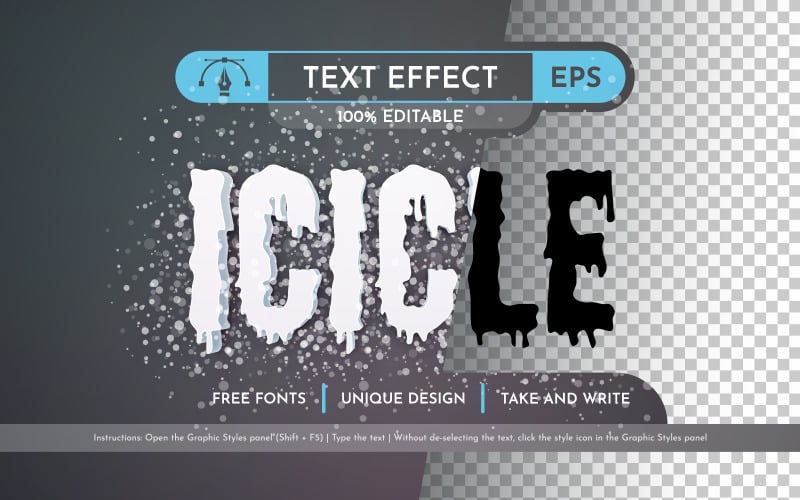 Icicle - Efeito de texto editável, estilo de fonte