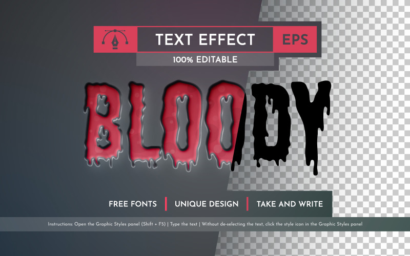 Bloody Emboss - Editable Text Effect, Font Style