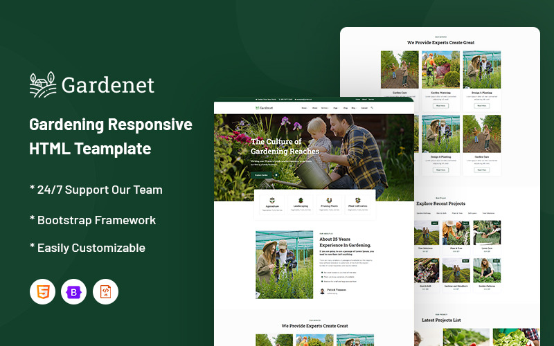 Gardenet – Responsieve websitesjabloon voor tuinieren