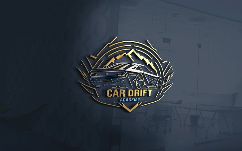 Araba Drift Akademisi Logo Şablonu Vektör Dosyası