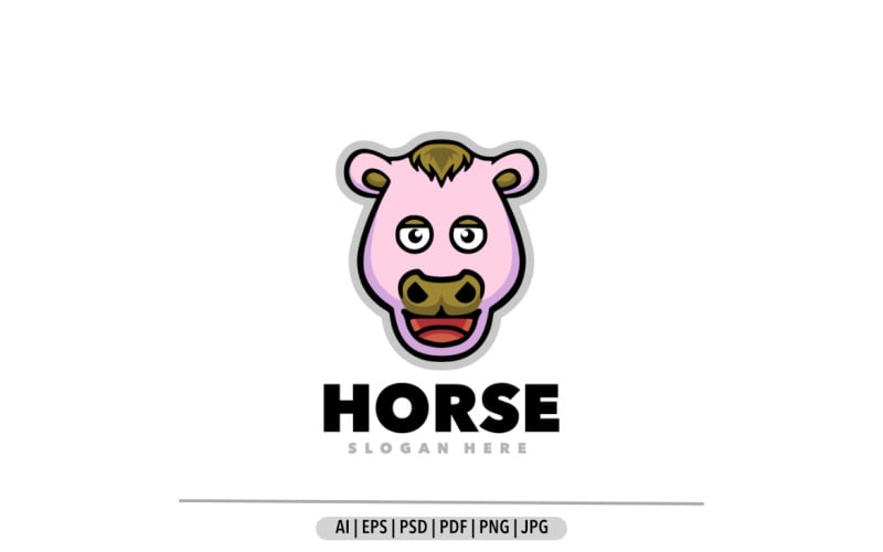 Horse mascot logo head cartoon design