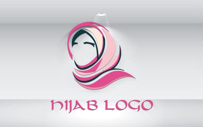 穆斯林妇女头巾标志模板矢量文件