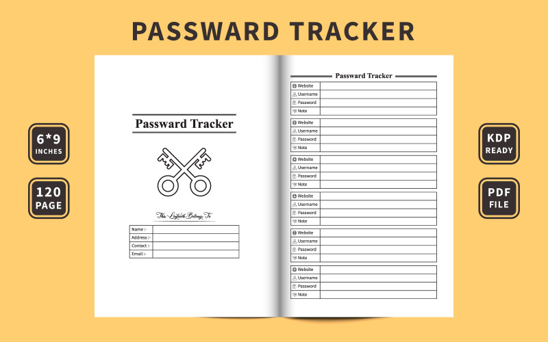 Password tracker diary interior vector